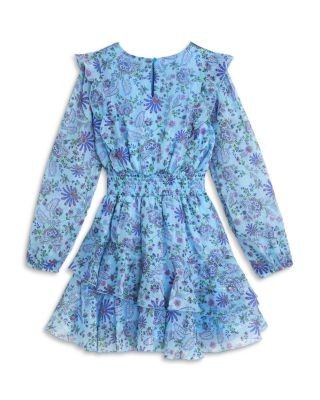 Aqua Girls' Long Sleeved Ruffled Mini Dress, Little Kid, Big Kid - Exclusive