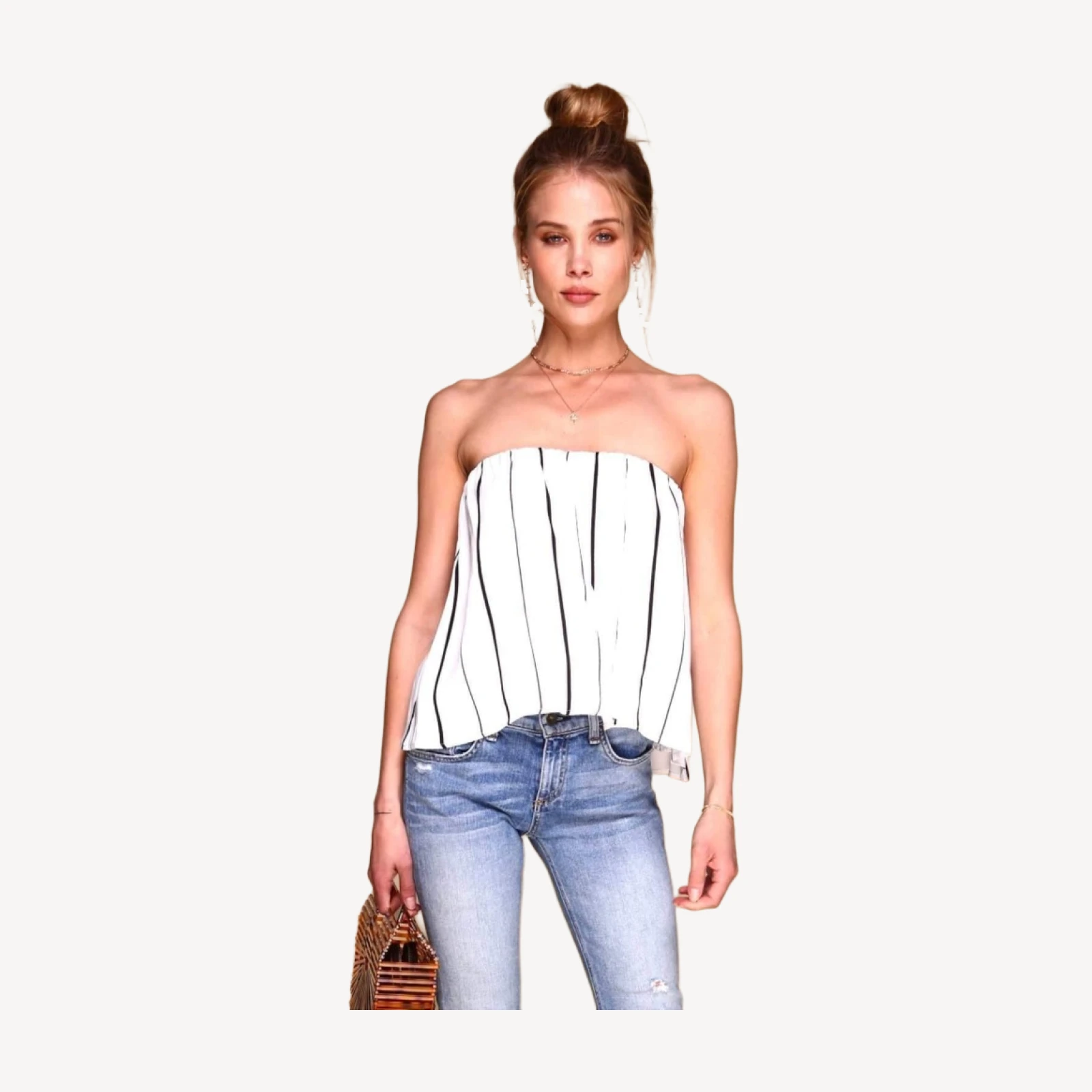 Blossom Top | White with Black Stripes