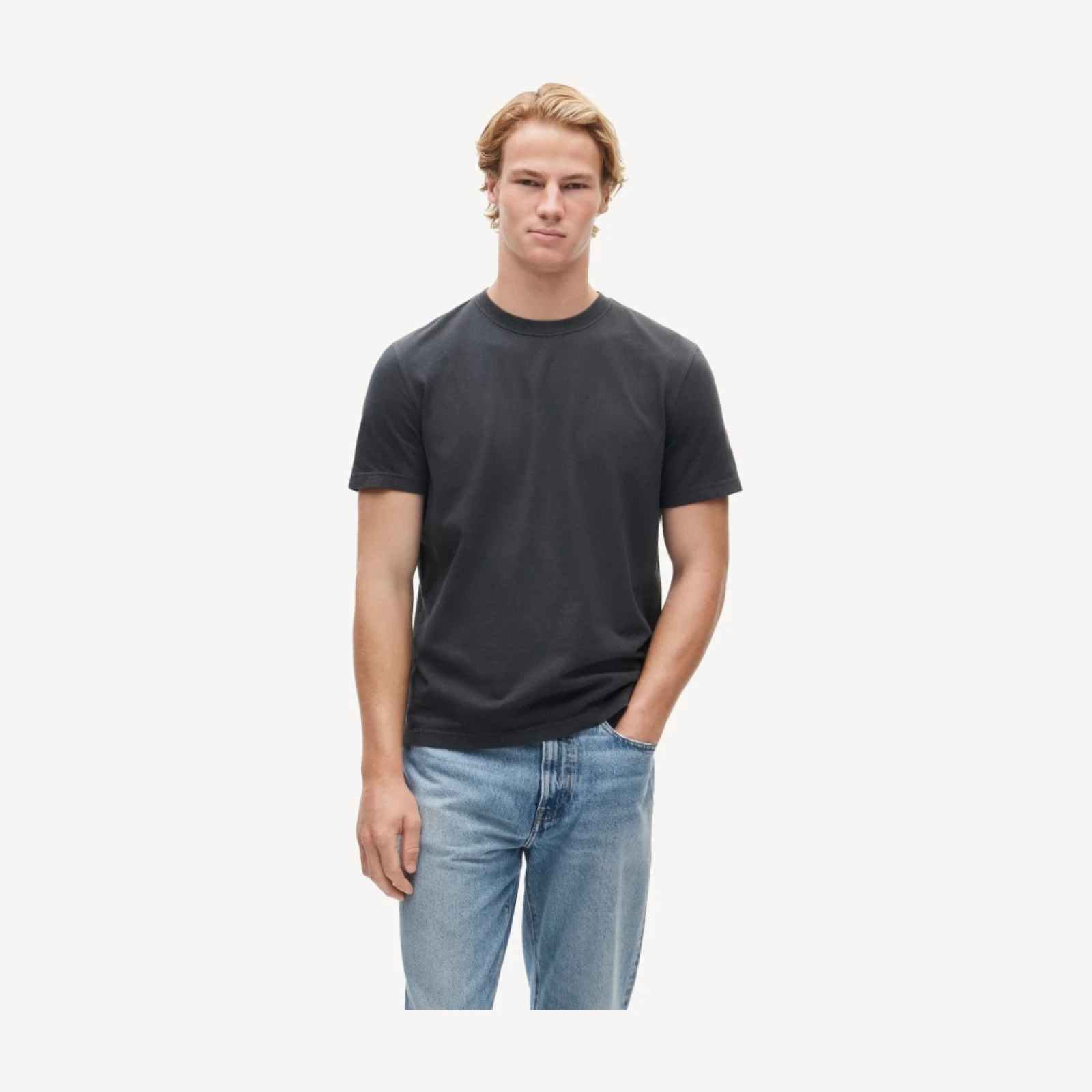 Vintage-wash cotton short-sleeve T-shirt