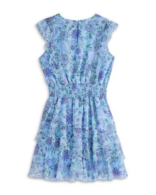 Aqua Girls' Floral Fit & Flare Ruffled Mini Dress, Little Kid, Big Kid - Exclusive