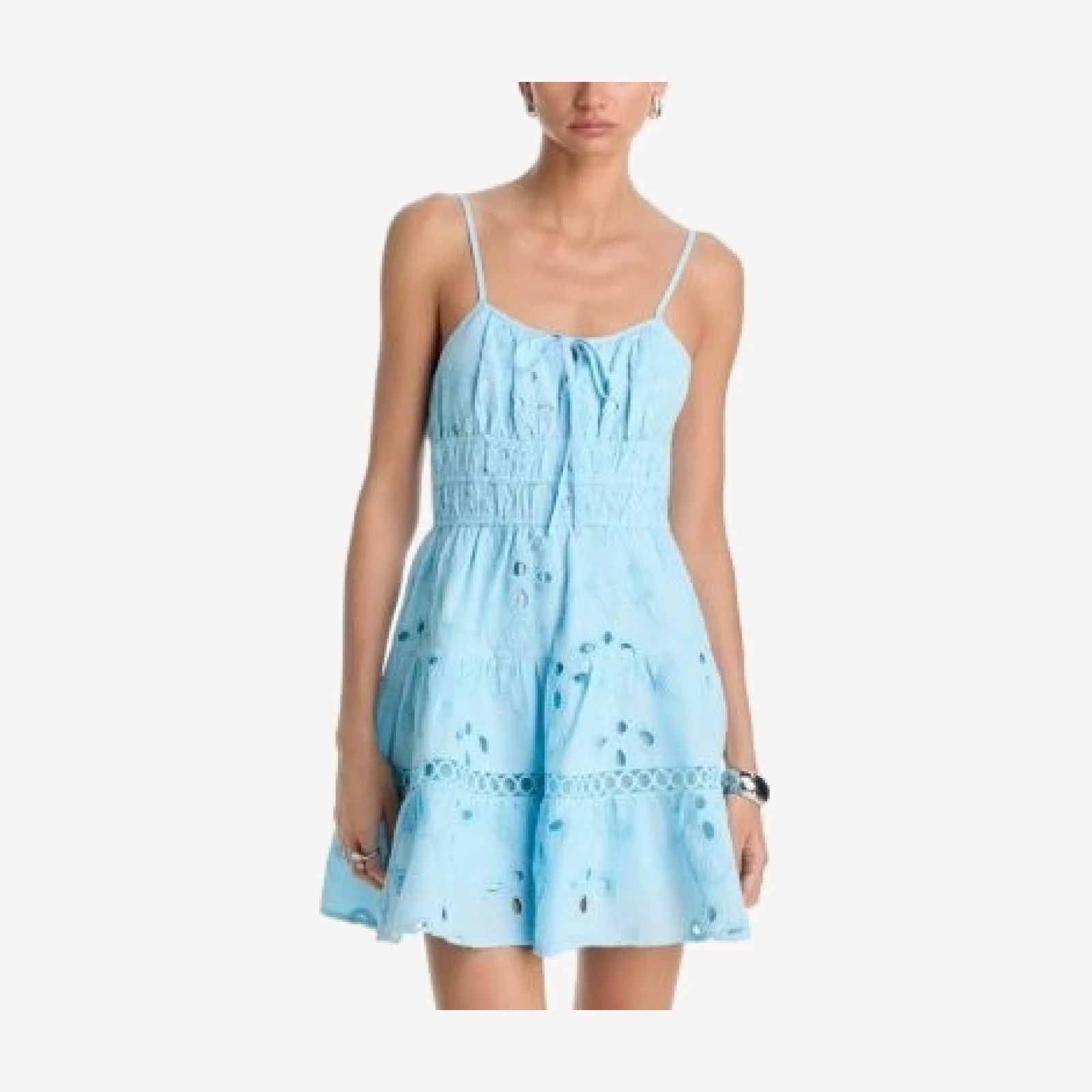 Aqua Tie Eyelet Mini Dress - Exclusive