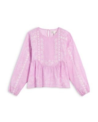 Aqua x Agua Bendita Girls' Long Sleeved Embroidered Top, Little Kid, Big Kid - Exclusive