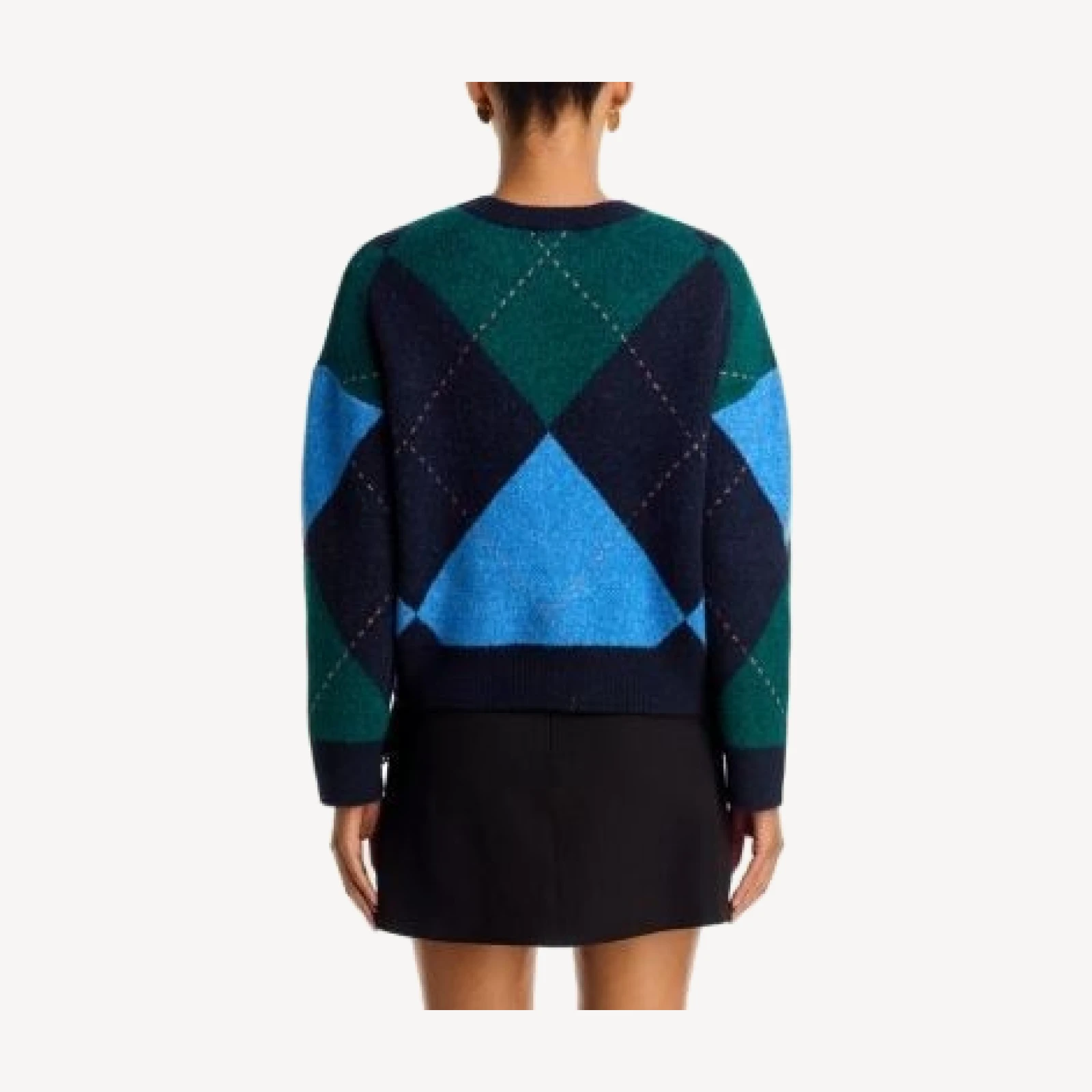 Aqua Argyle Crewneck Long Sleeve Sweater - Exclusive