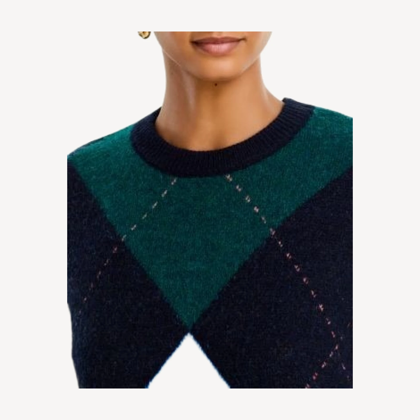 Aqua Argyle Crewneck Long Sleeve Sweater - Exclusive