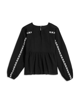 Aqua Girls' Embroidered Long Sleeved Top, Big Kid - Exclusive