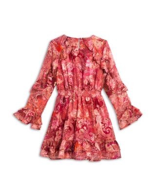 Aqua Girls' Long Sleeved Smocked Waist Dress, Big Kid - Exclusive