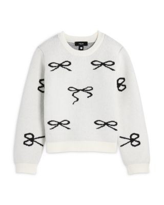 Aqua Girls' Bow Print Crewneck Sweater, Big Kid - Exclusive