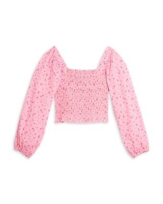Aqua Girls' Floral Smocked Top, Big Kid - Exclusive