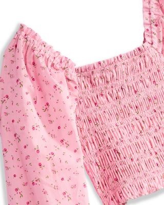 Aqua Girls' Floral Smocked Top, Big Kid - Exclusive