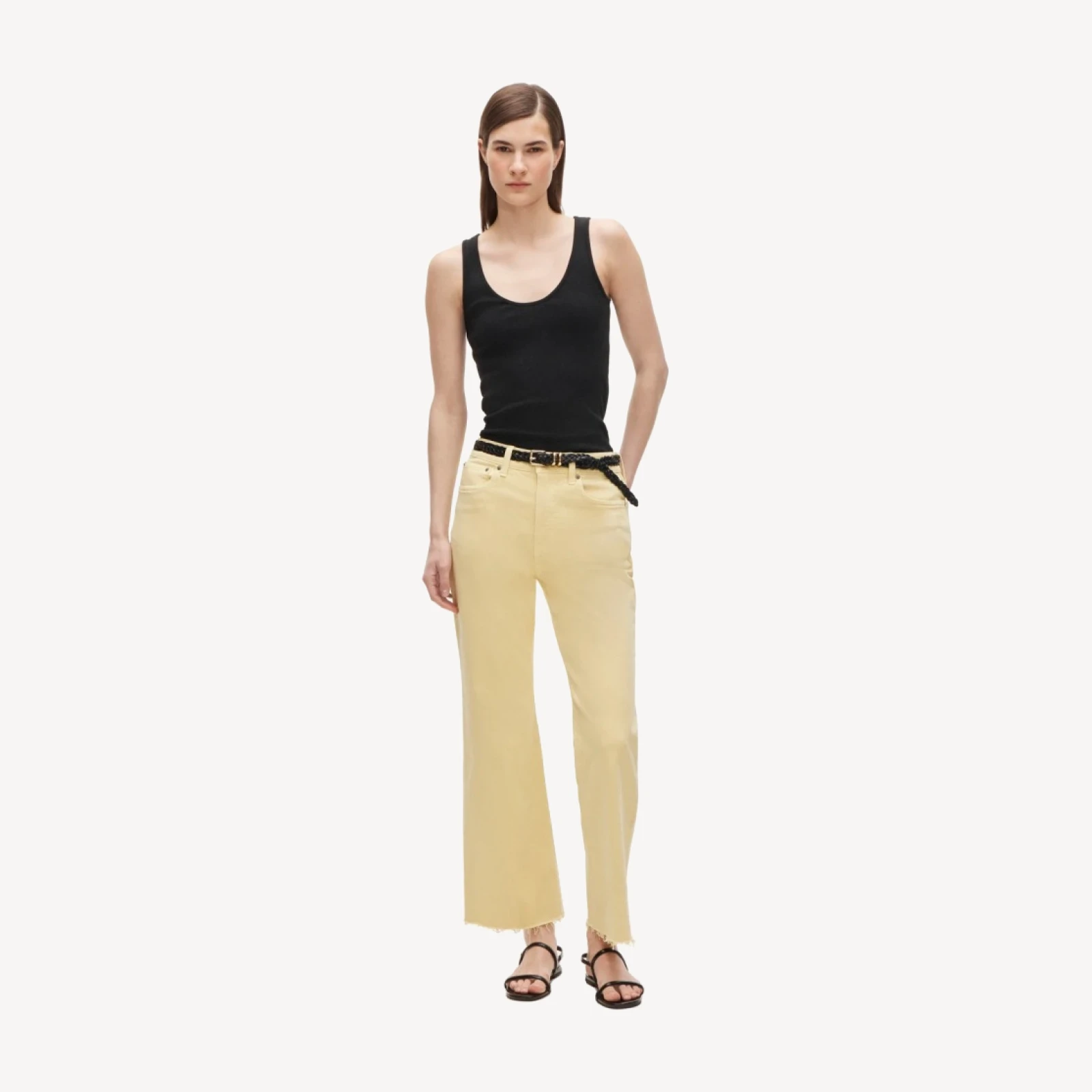 Garment-dyed Charley kickout cropped jean