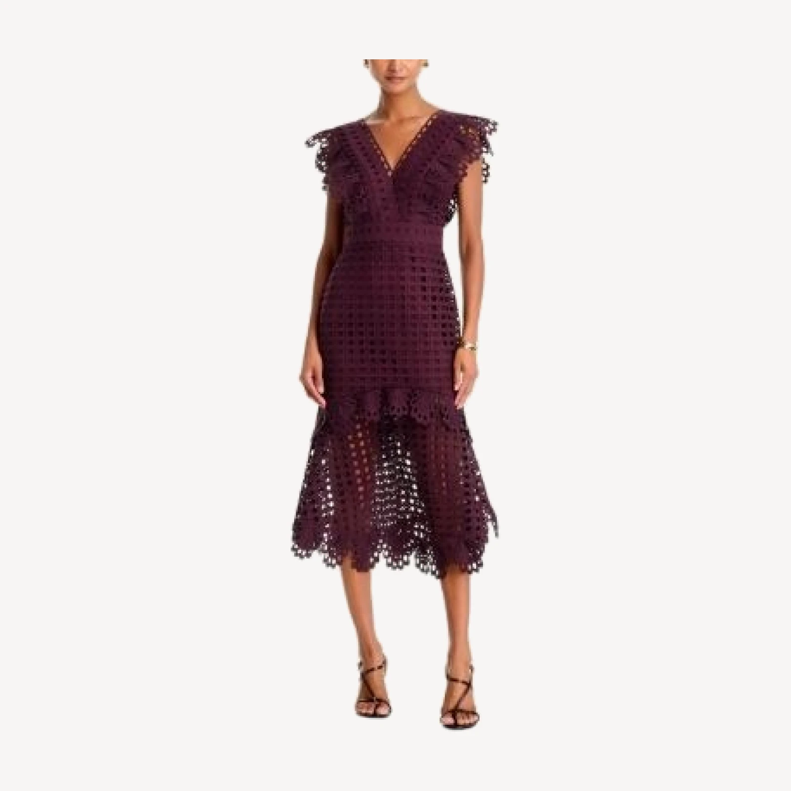 Aqua V Neck Lace Midi Dress - Exclusive