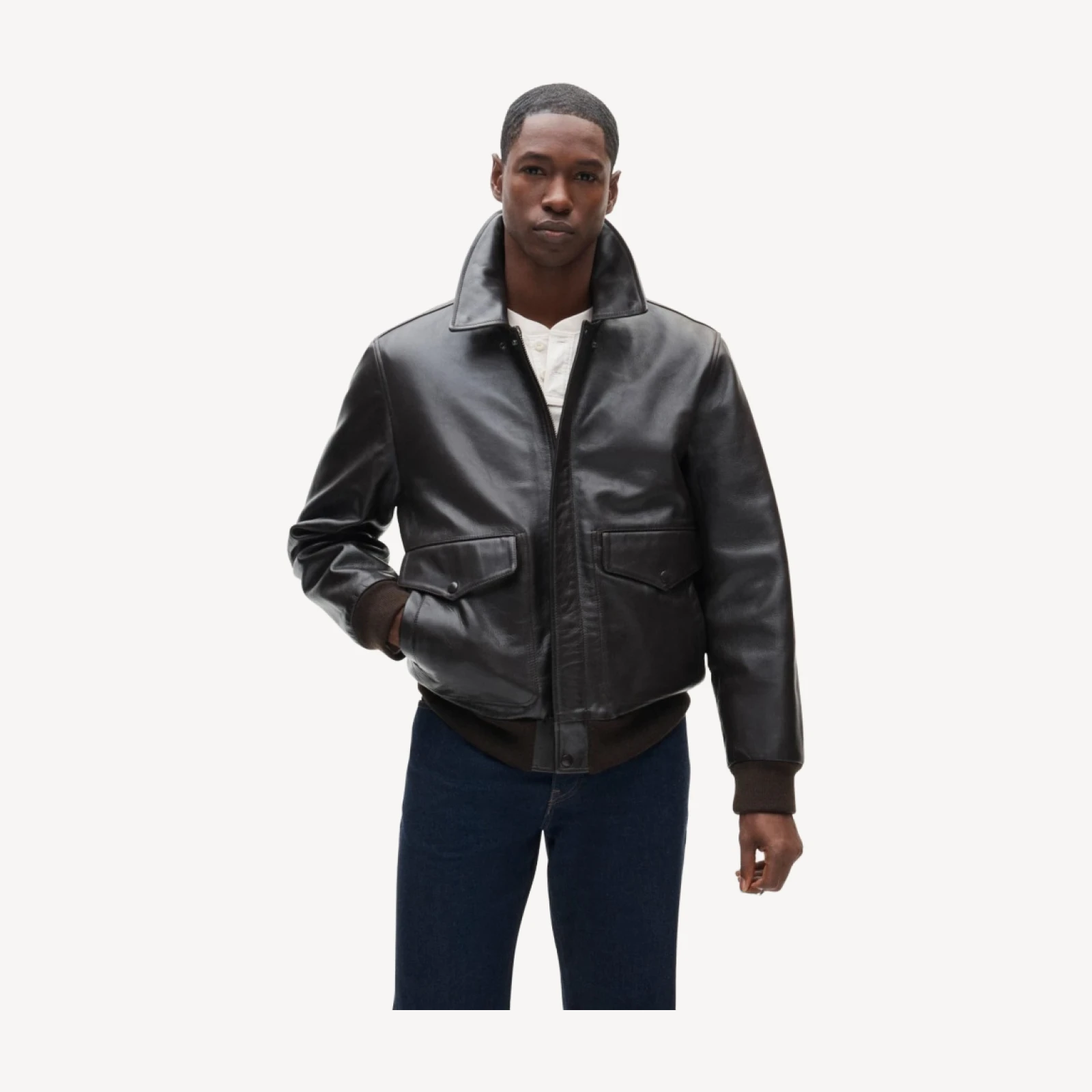 Flight jacket in Italian leather