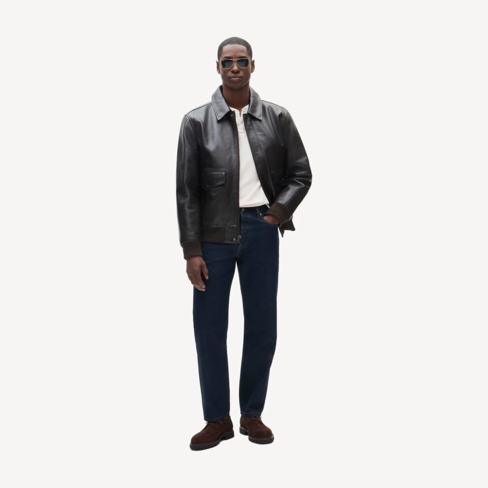 Flight jacket in Italian leather