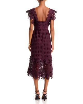 Aqua V Neck Lace Midi Dress - Exclusive
