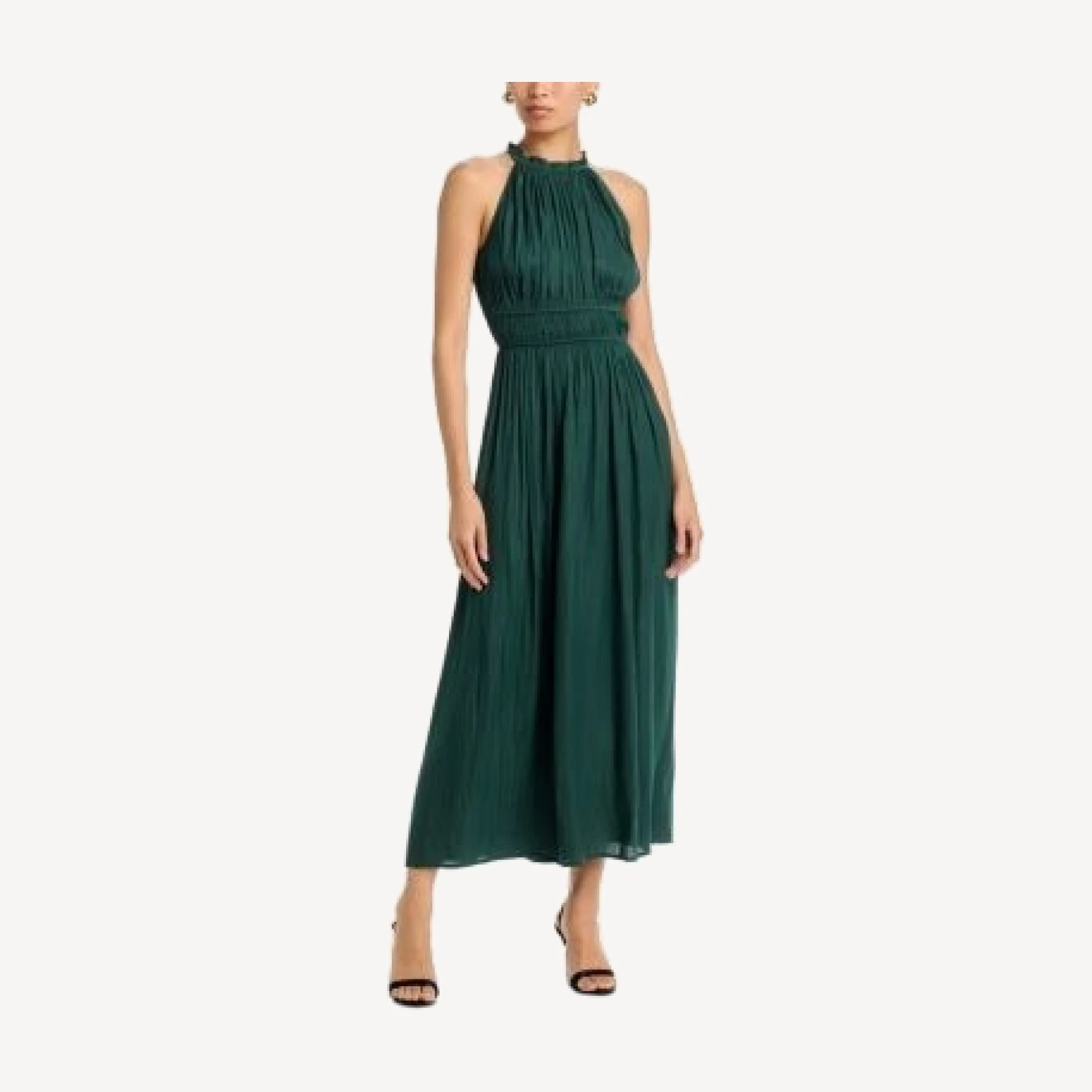 Aqua Halter Neck Shirred Maxi Dress - Exclusive