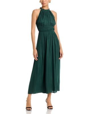 Aqua Halter Neck Shirred Maxi Dress - Exclusive
