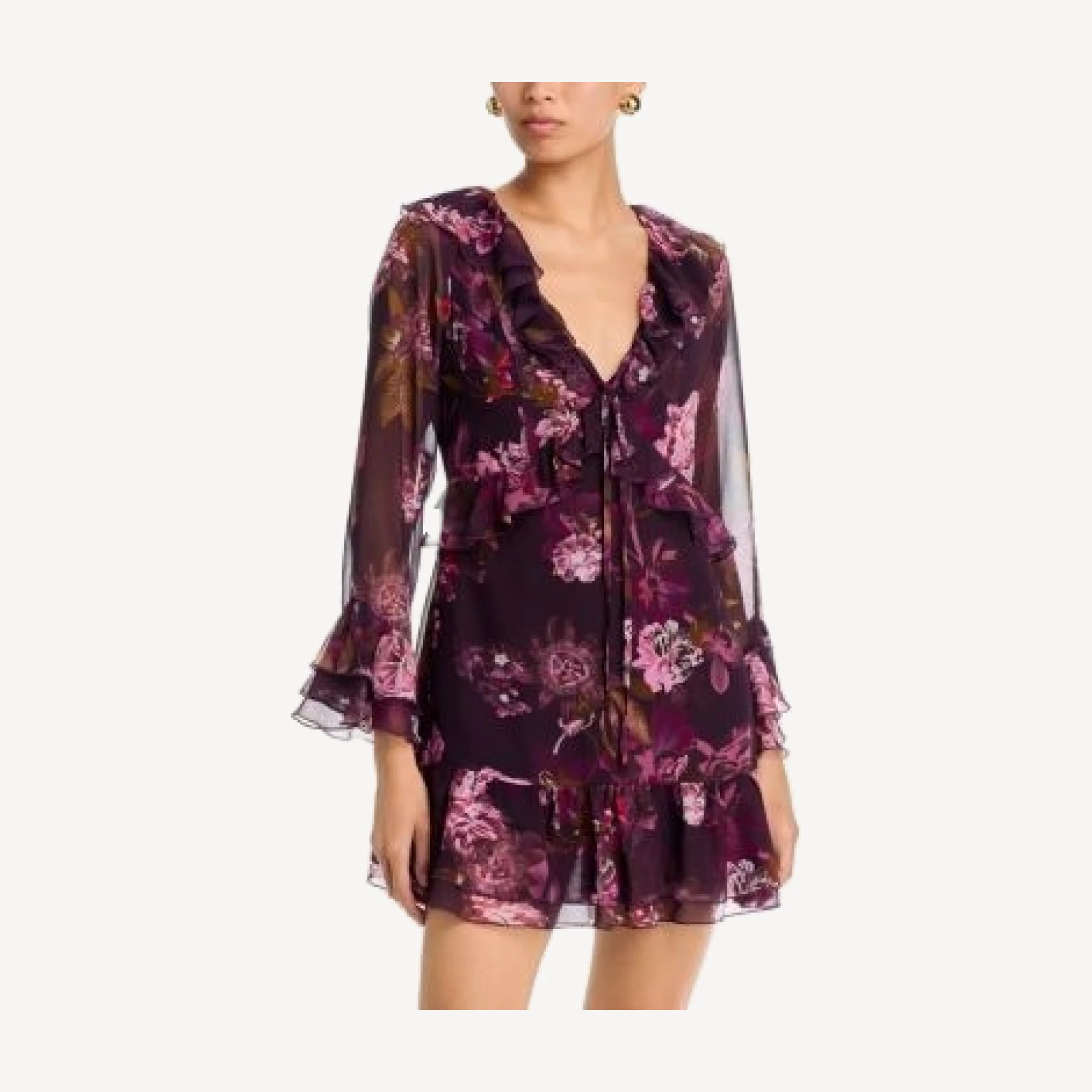 Aqua Ruffled V Neck Mini Dress - Exclusive