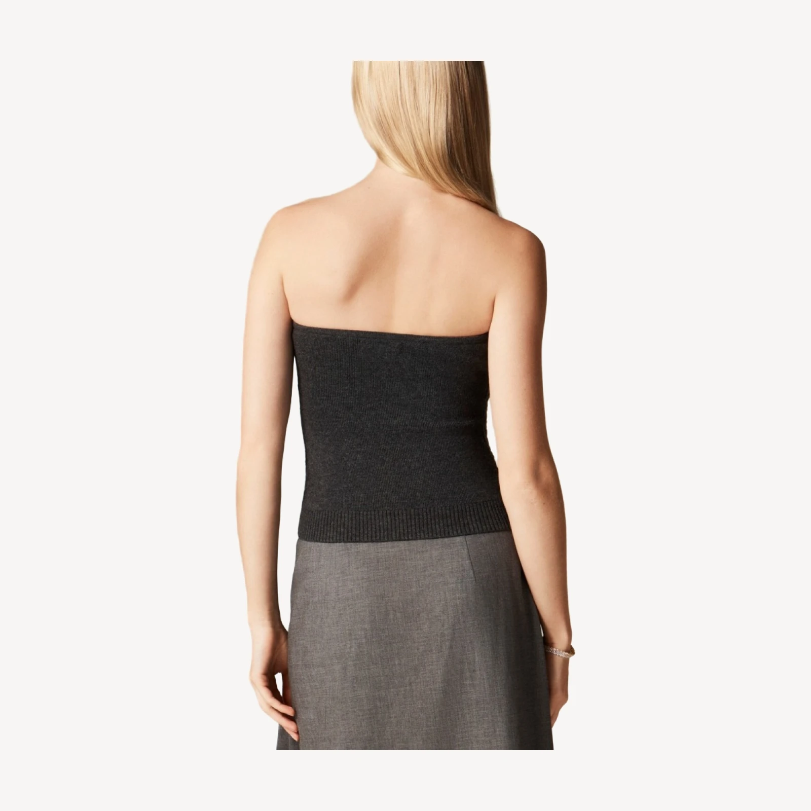 Cable-knit tube top in merino wool