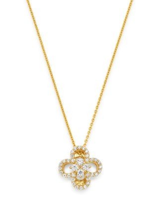 Bloomingdale's Fine Collection Diamond Clover Pendant Necklace in 14K Yellow Gold, 0.15 tcw
