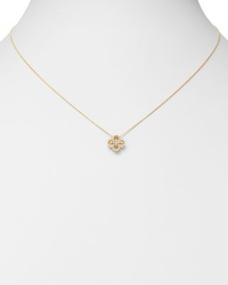 Bloomingdale's Fine Collection Diamond Clover Pendant Necklace in 14K Yellow Gold, 0.15 tcw