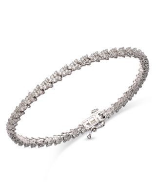 Bloomingdale's Fine Collection Diamond Butterfly Cluster Tennis Bracelet in 14K White Gold, 2.0 tcw