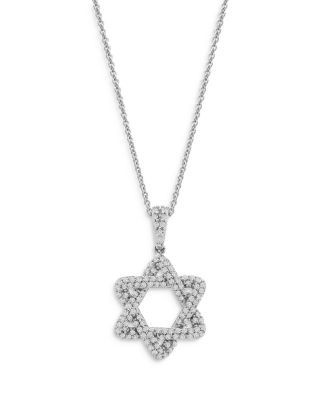 Bloomingdale's Fine Collection Diamond Star of David Pendant Necklace in 14K White Gold, 0.33 tcw