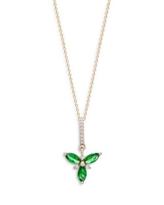 Bloomingdale's Fine Collection Emerald & Diamond Pendant Necklace in 14K Yellow Gold, 18