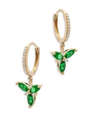 Bloomingdale's Fine Collection Emerald & Diamond Hoop Drop Earrings