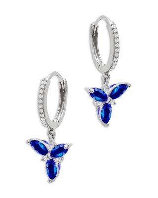 Bloomingdale's Fine Collection Blue Sapphire & Diamond Trio Drop Earrings in 14K White Gold