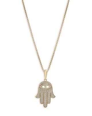 Bloomingdale's Fine Collection Men's Diamond Hamsa Pendant in 14K Yellow Gold, 0.50 tcw