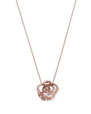 Bloomingdale's Fine Collection Diamond Rose Flower Pendant Necklace in 14K Rose Gold, 0.30 tcw