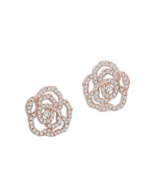 Bloomingdale's Fine Collection Diamond Rose Flower Earrings in 14K Rose Gold, 0.30 tcw