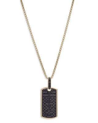Bloomingdale's Fine Collection Men's Black Diamond Dog Tag Pendant Necklace in 14K Yellow Gold, 0.50 tcw
