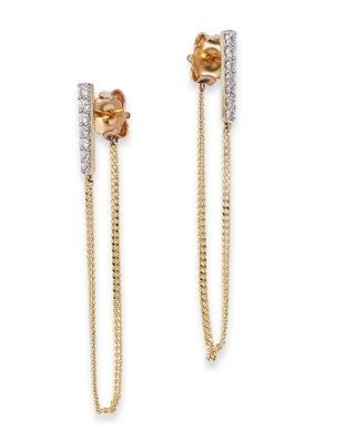 Bloomingdale's Fine Collection Diamond Vertical Bar Chain Earrings in 14K Yellow Gold, 0.16 tcw