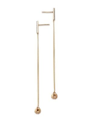 Bloomingdale's Fine Collection Diamond Vertical Bar Chain Earrings in 14K Yellow Gold, 0.16 tcw