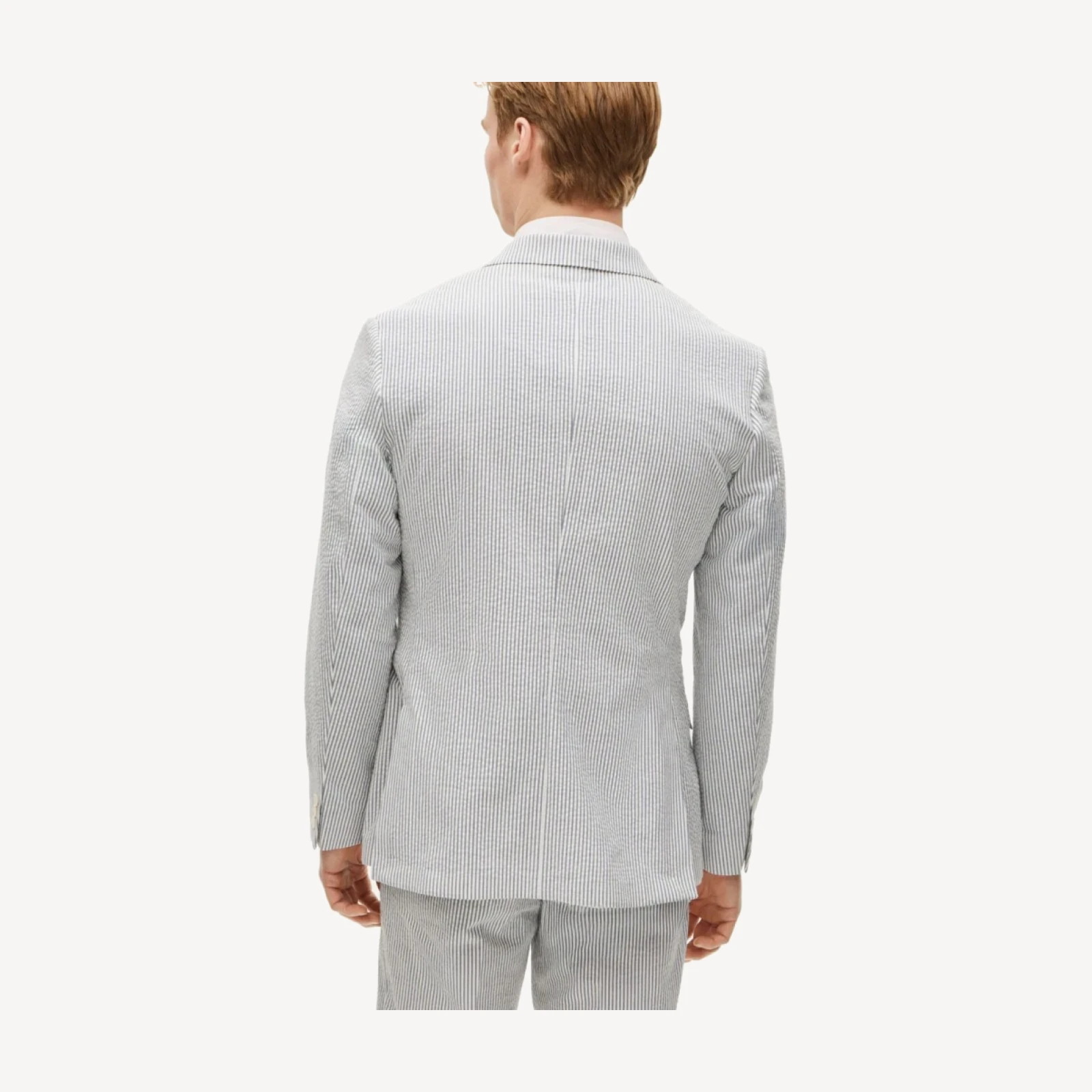 Ludlow Slim-fit double-breasted suit jacket in cotton seersucker