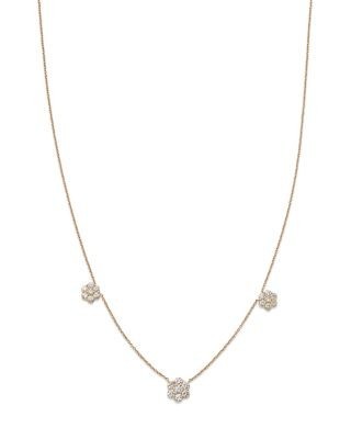 Bloomingdale's Fine Collection Diamond Flower Station Collar Necklace in 14K Yellow Gold, 0.75 tcw