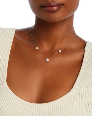 Bloomingdale's Fine Collection Diamond Flower Station Collar Necklace in 14K Yellow Gold, 0.75 tcw