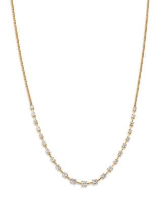 Bloomingdale's Fine Collection Diamond Station Tennis Necklace in 14K Yellow Gold, 1.0 tcw