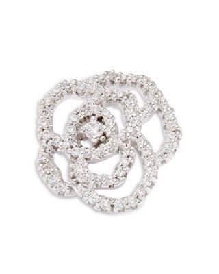 Bloomingdale's Fine Collection Diamond Rose Flower Openwork Stud Earrings in 14K White Gold, 0.30 tcw