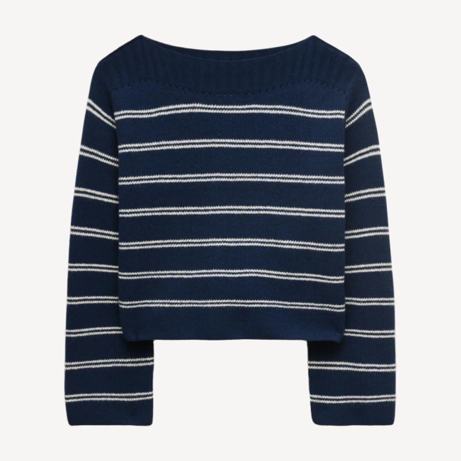 Cashmere wide-sleeve sweater in mariner stripe