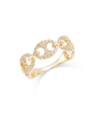 Bloomingdale's Fine Collection Diamond Pave Mariner Link Ring in 14K Yellow Gold, 0.30 tcw