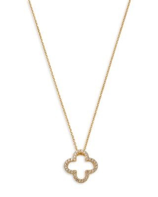 Bloomingdale's Fine Collection Diamond Openwork Clover Pendant Necklace in 14K Yellow Gold, 0.20 tcw