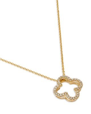 Bloomingdale's Fine Collection Diamond Openwork Clover Pendant Necklace in 14K Yellow Gold, 0.20 tcw