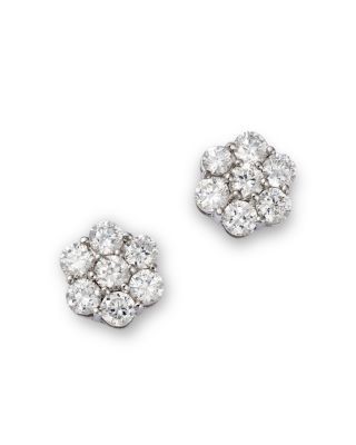 Bloomingdale's Fine Collection Diamond Flower Cluster Stud Earrings in 14K White Gold, 1.0 tcw
