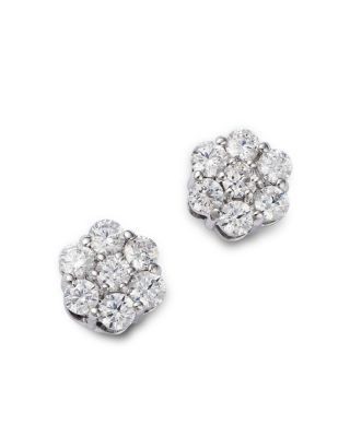 Bloomingdale's Fine Collection Diamond Flower Cluster Stud Earrings in 14K White Gold, 0.5 tcw