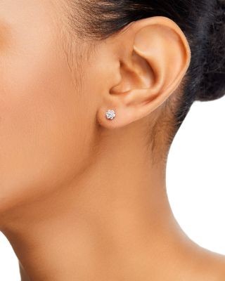 Bloomingdale's Fine Collection Diamond Flower Cluster Stud Earrings in 14K White Gold, 0.25 tcw
