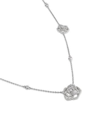Bloomingdale's Fine Collection Diamond Flower Station Necklace in 14K White Gold, 0.75 tcw