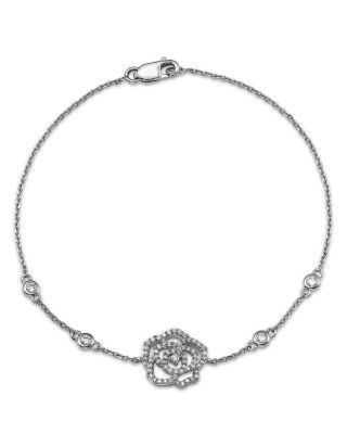 Bloomingdale's Fine Collection Diamond Flower Station Bracelet in 14K White Gold, 0.33 tcw