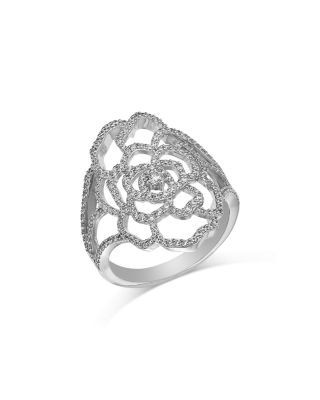 Bloomingdale's Fine Collection Diamond Flower Ring in 14K White Gold, 0.75 tcw